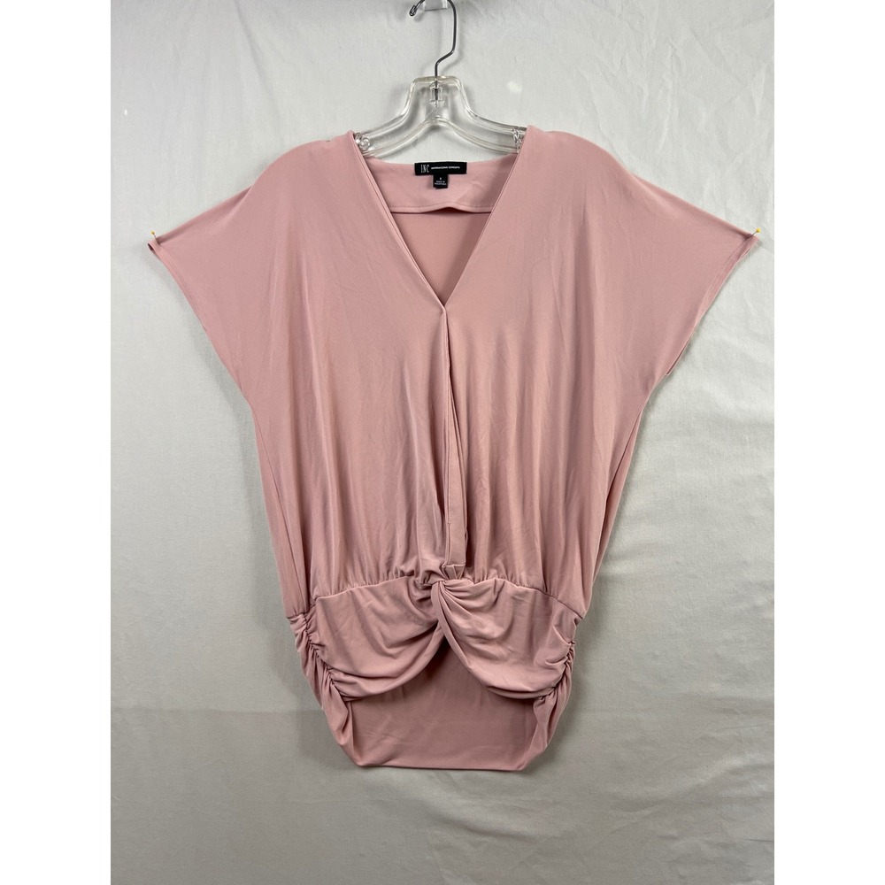 INC International Concepts Blouse Womens S Pink Twist Front V-Neck Dolman Sleeve
